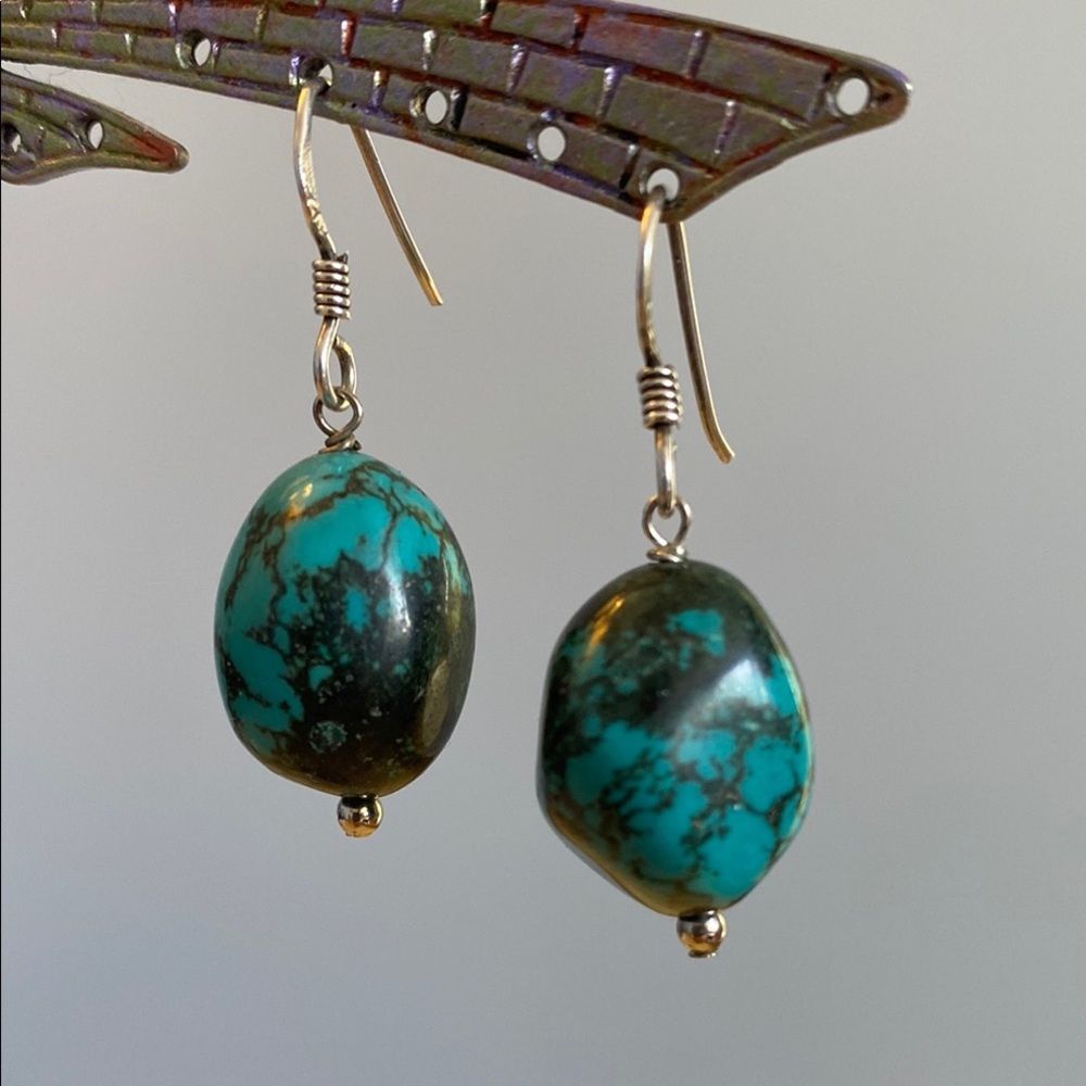 Turquoise and Silver Dangle Earrings